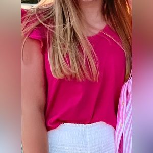 pink ruffle sleeve top!